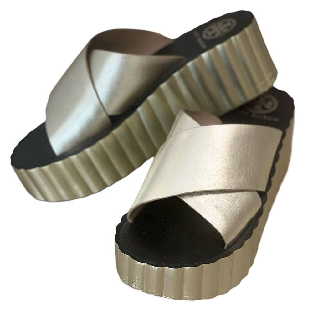 Tory Burch Silver and Black Platform Sandals - Picture 5 of 13